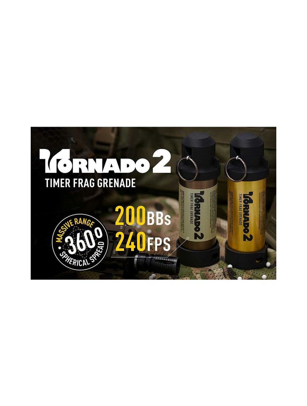 Airsoft Innovations Tornado 2 Timed Airsoft Grenade - BLK