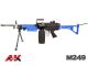 A&K M249 MK1 AEG with Sound Control Drum Magazine (Skeleton Stock) AK-249-MK1 (Blue)
